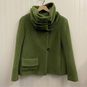 Itala Testino Apaca & Wool Blend Dramatic Cowl Neck Coat Sz S